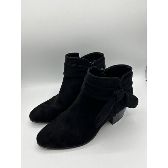 Old Navy Faux-Suede Bow-Tie Ankle Black Boots for Women Zipper Size 8 - Picture 2 of 11